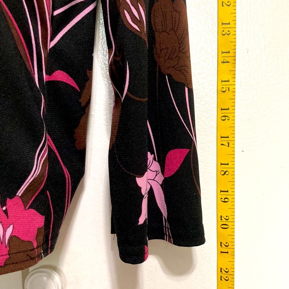 DRESS BARN Floral Cowl Round Neck Long Sleeve Blouse Top Women Medium Petite - Picture 4 of 8